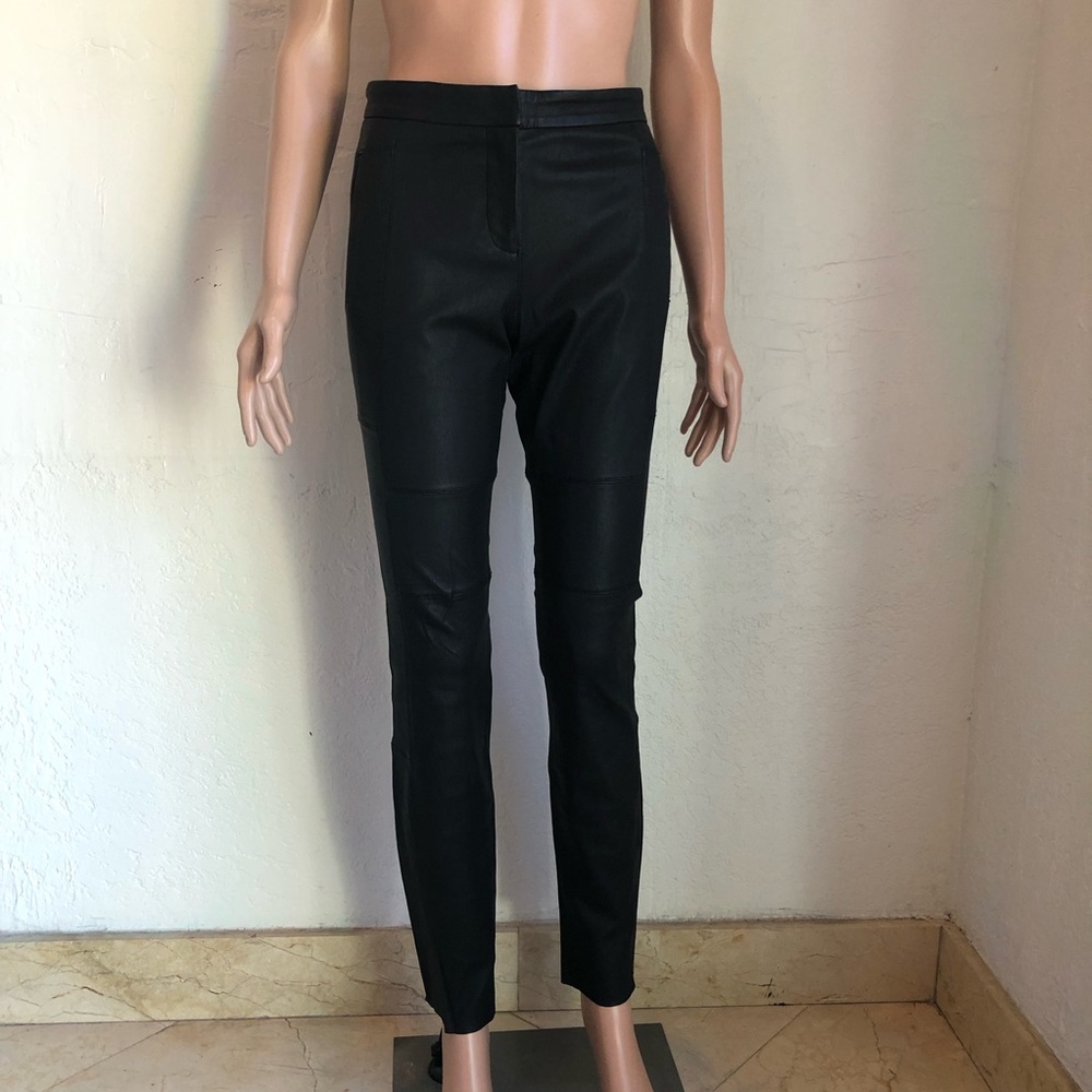 Halston H Heritage Black 100% Leather Skinny Pants Women’s Size 6/8 Zippered Ham